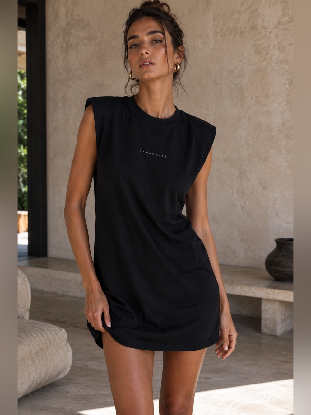 Tankovitz Black Minimalist Logo Tee Shirt Medium M